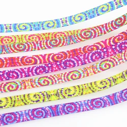 DHK 3/8 cal 5 metrów Tie Dye malarstwo drukowane ryps akcesoria do wstążki krawiectwo nakrycia głowy DIY dekoracji DIY 9mm C2036