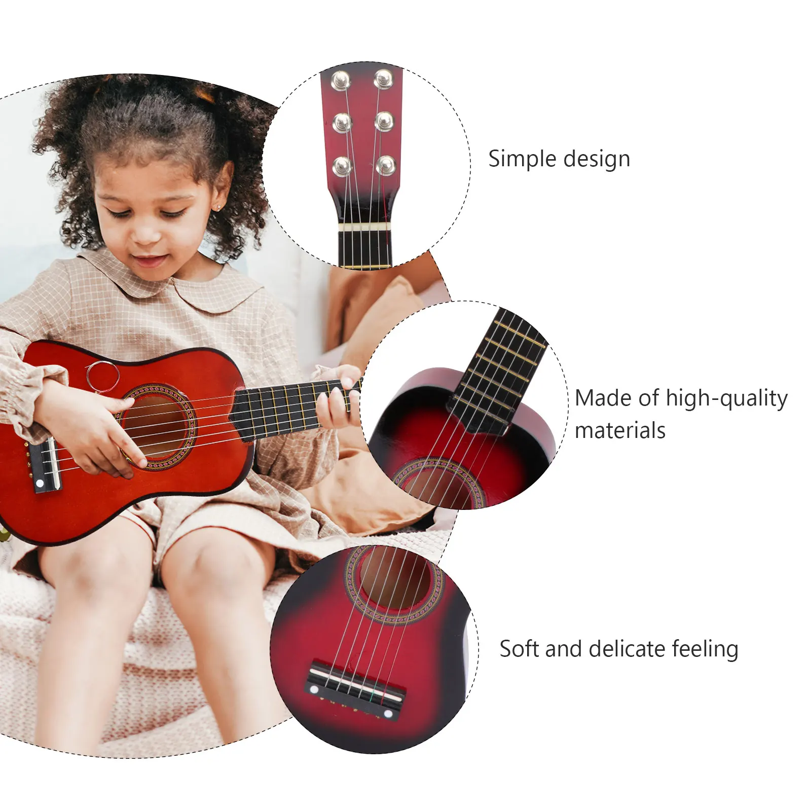 

Inch Children Guitar Acoustic Wooden Musical Instrument For Children Guitar Kids Portable Playable Creative Gift