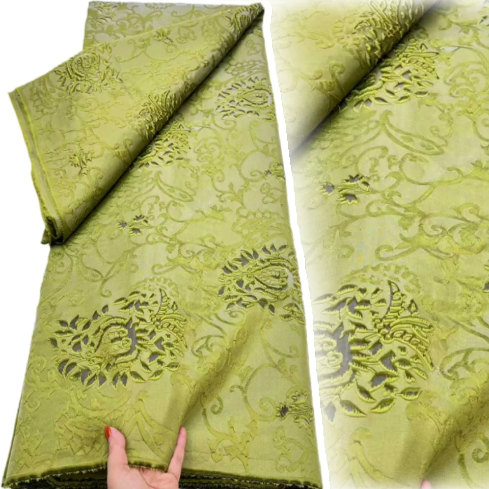 

African Jacquard Brocade Luxury Fabric High Quality Organza Tulle Mesh Gilding Lace French Net Brocard Tissu Dress Sewing 2357