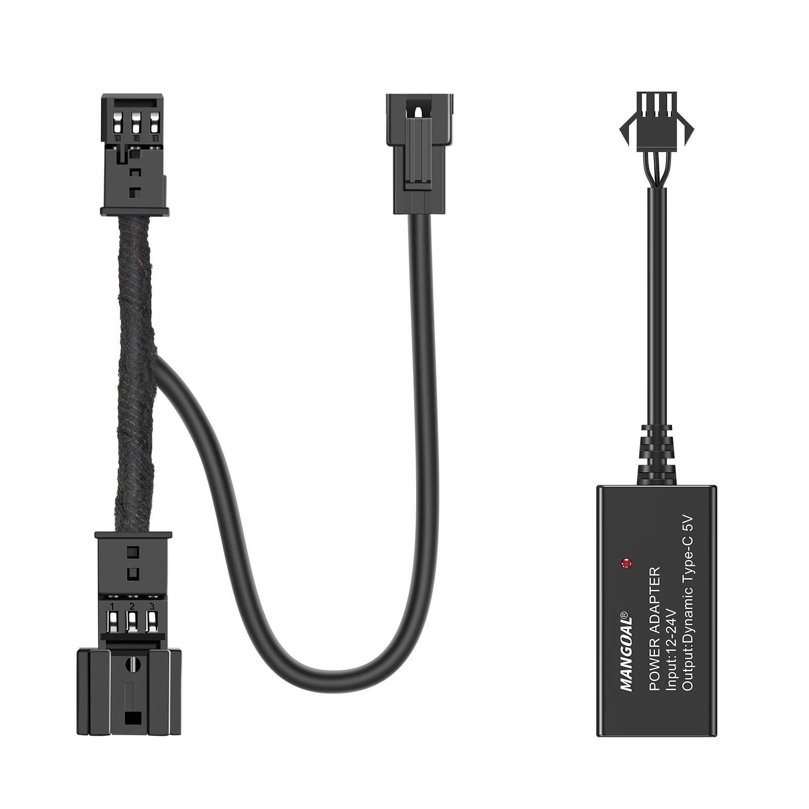 Dash Cam Power Adapter For Audi Porsche Volkswagen With Black 3-Pin Rain Sensor Rearview Mirror Adapter Type-C USB Plug and Play