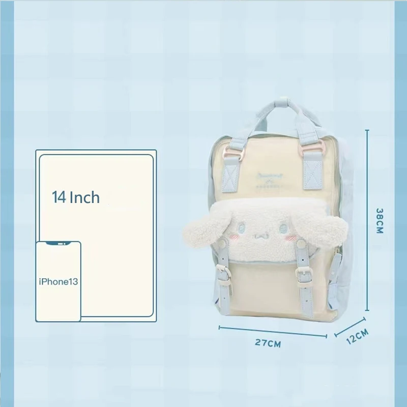 Cute Cartoon Donut Series Cinnamoroll Kuromi Backpack 16L Super Large Capacity Multi-Layer Design Casual Fashion School Bag