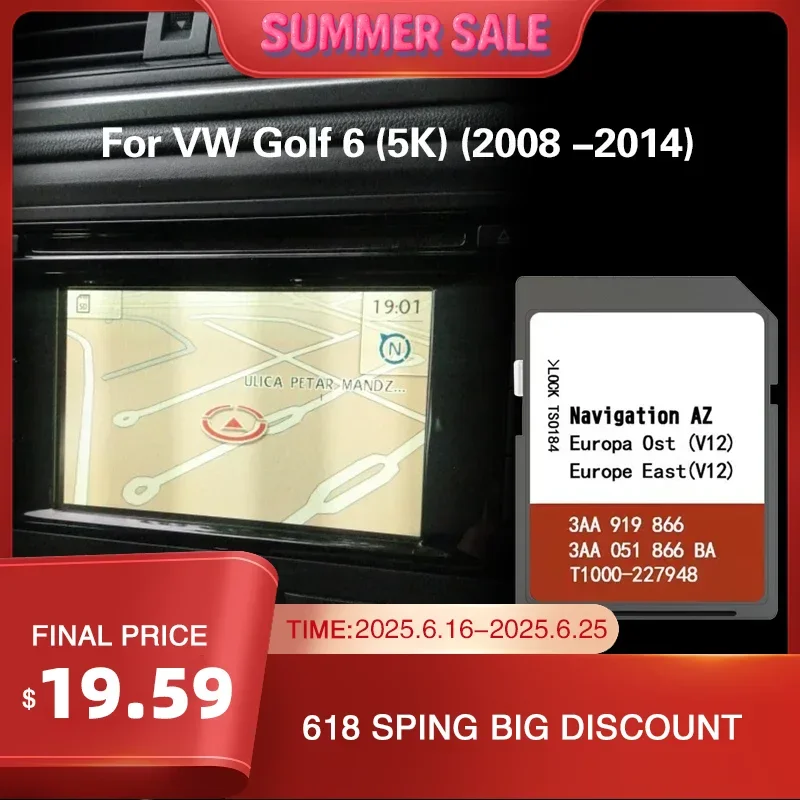 

Для VW Golf 6 (5K) (2008-2014) AZ V12 EAST OST Карта SD-навигационной карты памяти