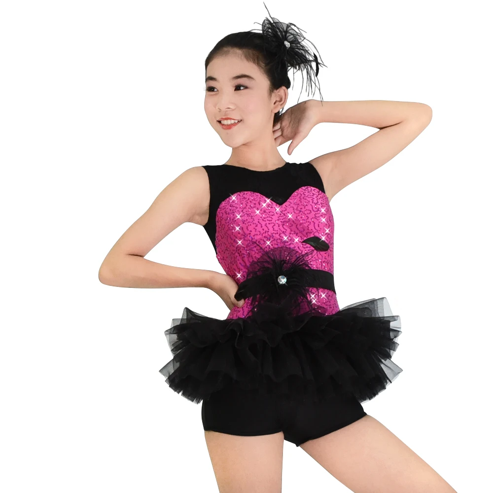 Leotard Sequins Jazz Dance Costumes Hip Hop Dance Costumes Girls Ballet Tutu Dress Stage Performance Costumes