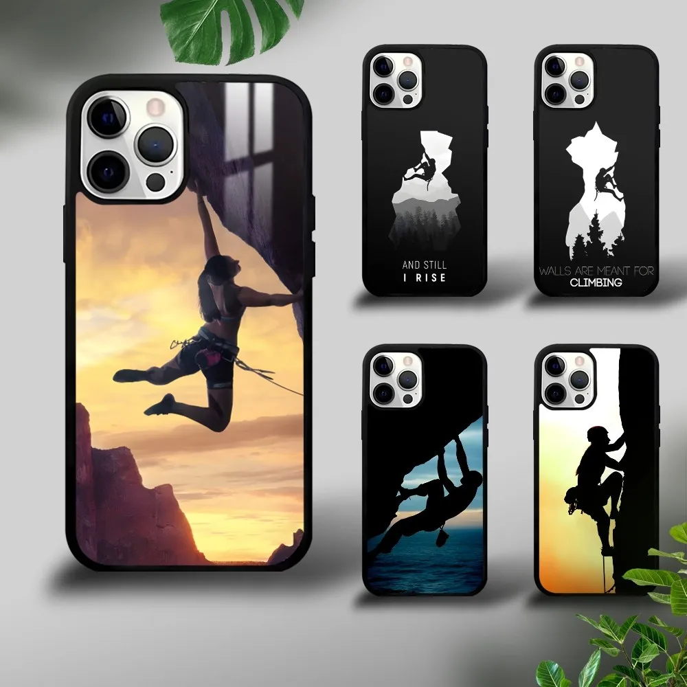 

Extreme Sports Rock Climbing Phone Case For iPhone 16 15 14 13 12 11 Pro Xs Max Mini Plus Celulares Hard Funda