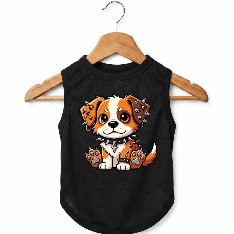 Adorable Pet Dog Vest Summer Breathable Cartoon Puppy Print Fashion Casual Sleeveless Top for Small Medium Dogs