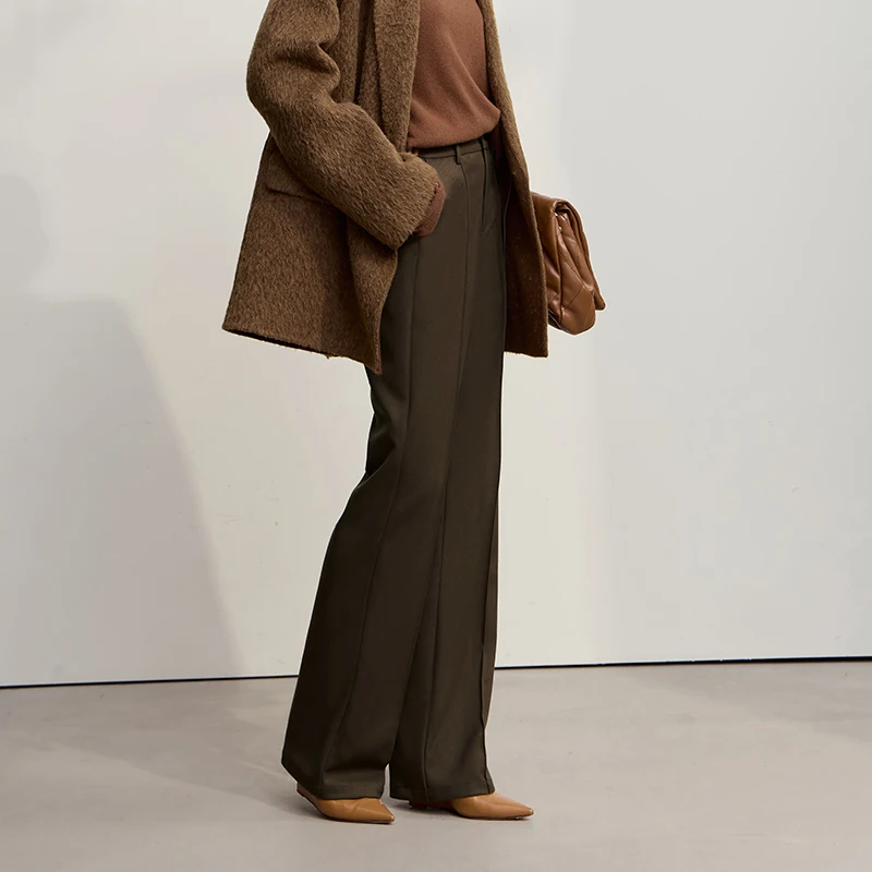 Amii minimaliste femmes pantalons 2025 hiver nouveau trajet polyvalent femme vêtements décontracté couleur unie pantalon droit 12544139