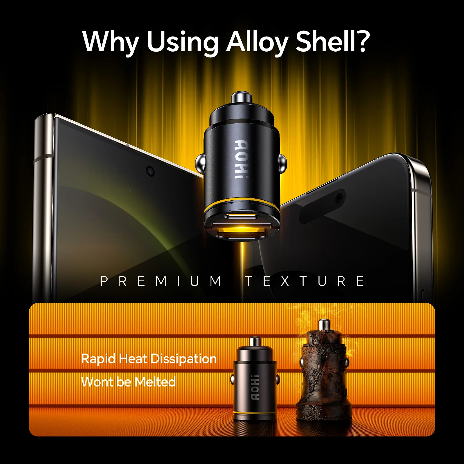 AOHI SUPERAUTO PD 45W Fast Car Charger (USB-C & USB-A) - náhled 4