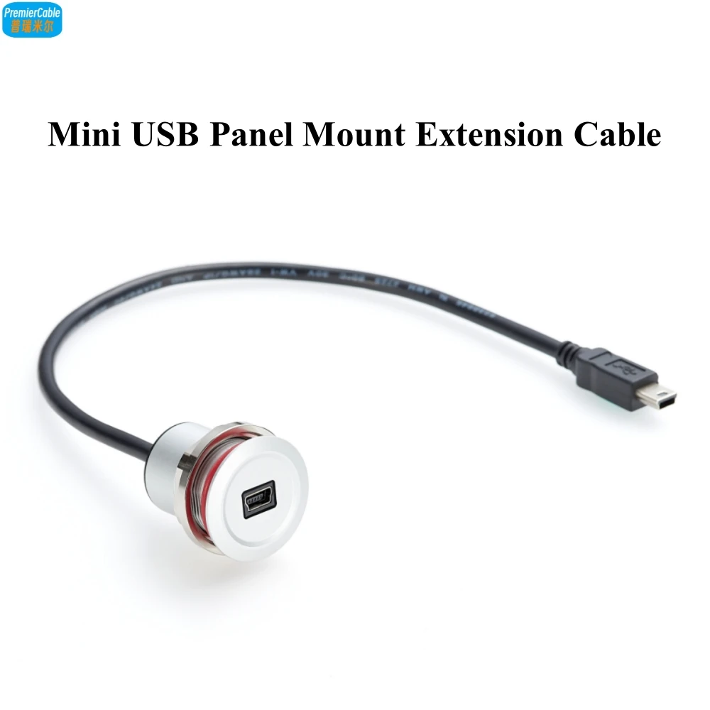 

Metal Mini USB Round Panel Mount Cable Mini-USB Male to Female Extension Data Sync Power Charge Cable