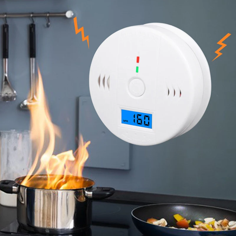 مستشعر الكربون عالية الحساسية للمنزل لاسلكي أول أكسيد الكربون التسمم كاشف الدخان جهاز إنذار للتحذير للكشف عن مؤشر LCD