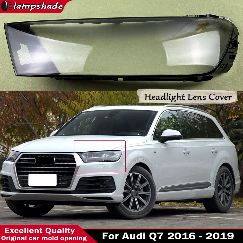 

Front Headlight Cover For Audi Q7 2016-2020 Transparent Lamp Shade Headlamp Shell Replacement Original Lampshade Plexiglass