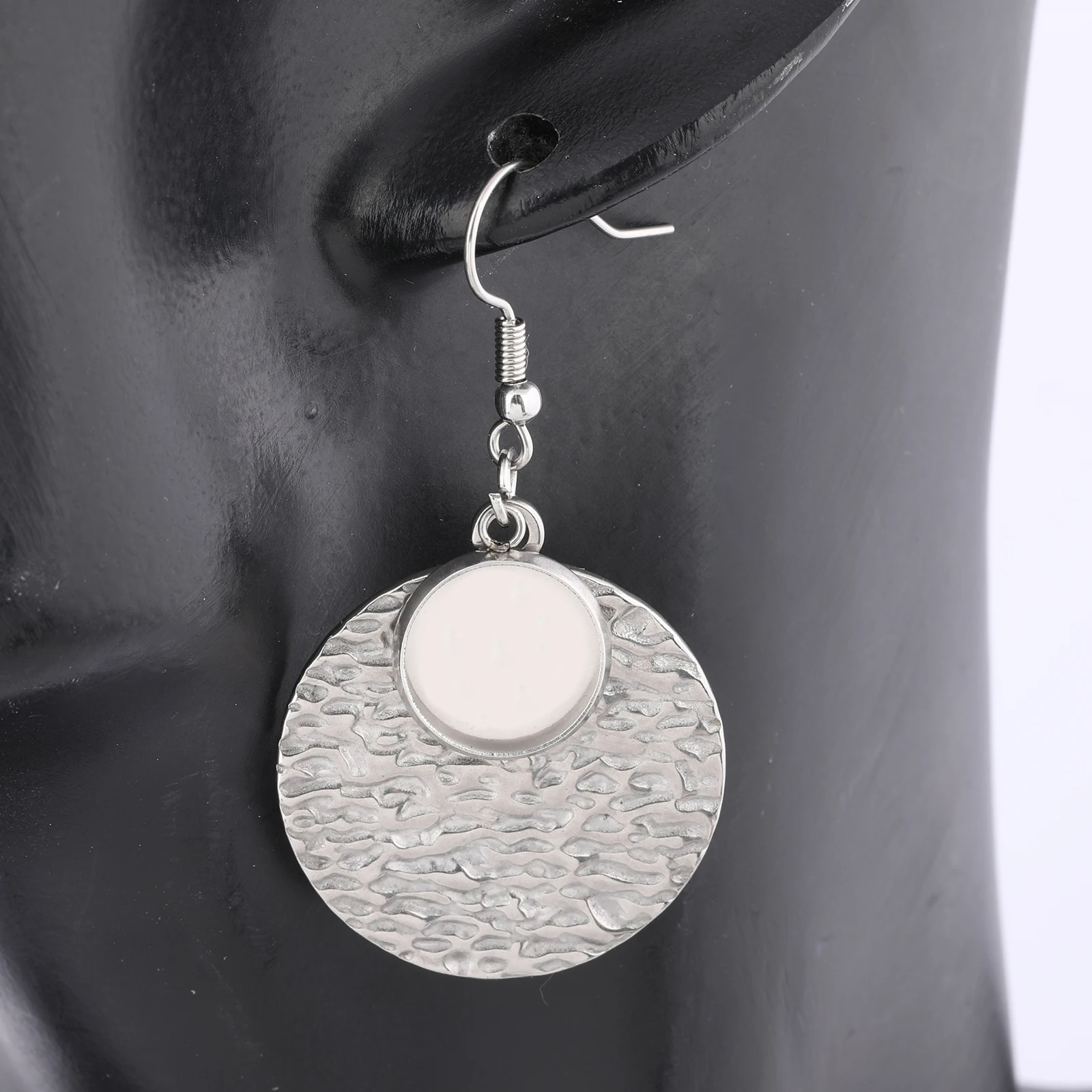6pcs Stainless Steel Stamped Plate Earring Base Blanks Fit 12mm Cabochon Earrings Bezel Setting Trays Diy Jewelry Findings - view 5