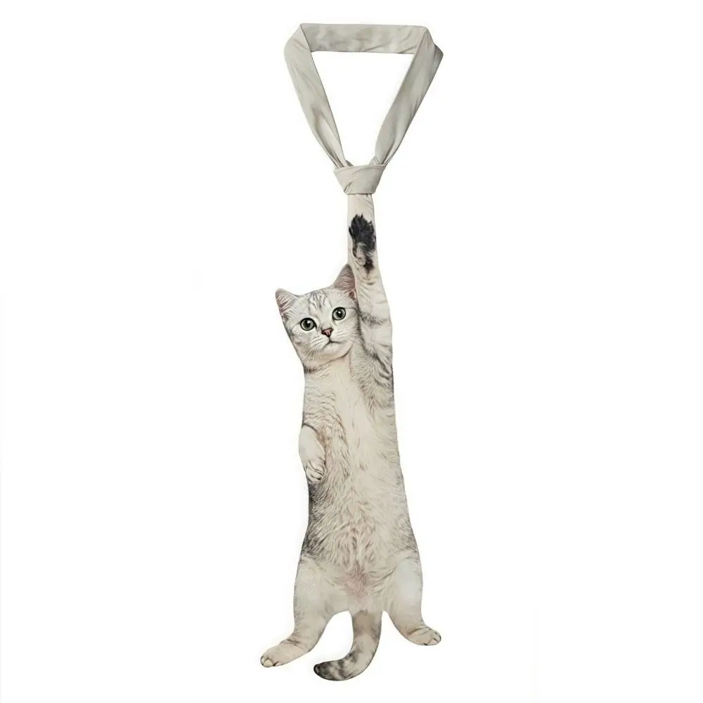 3D Cat Cat-shaped Unisex's Tie Novelty Animal Pattern Kitten Necktie Satin Fabric Lifelike Creative Neck Tie For Party Wedding