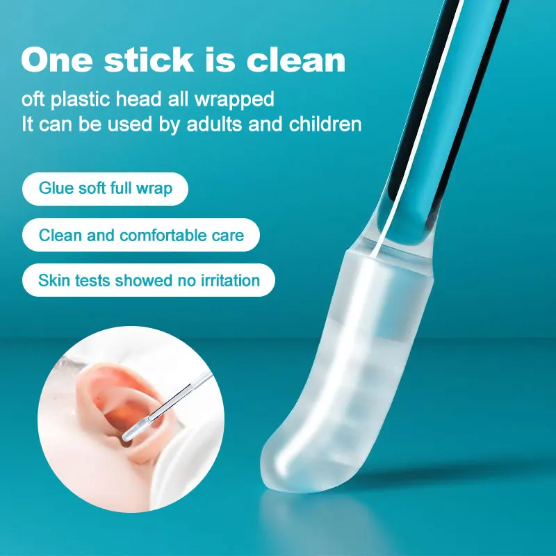 Disposable Sticky Ear Swabs Pick Reusable Ear Cleaner Soft Silicone Ear Wax Removal Tool Earwax Remover For Olders Adult Kid