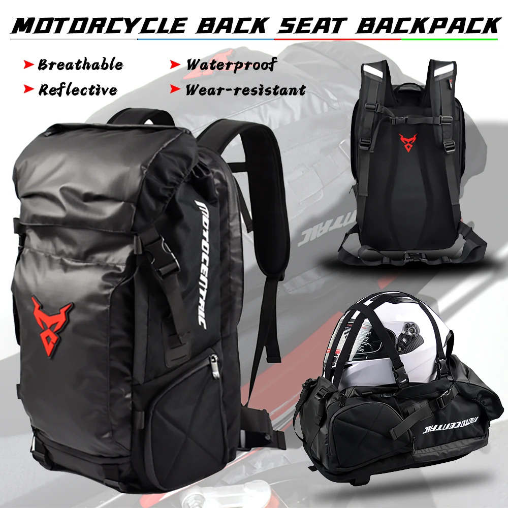 Bolsa para asiento trasero de motocicleta motocêntrica, bolsas de viaje informales de gran capacidad, mochila impermeable para casco de caballero