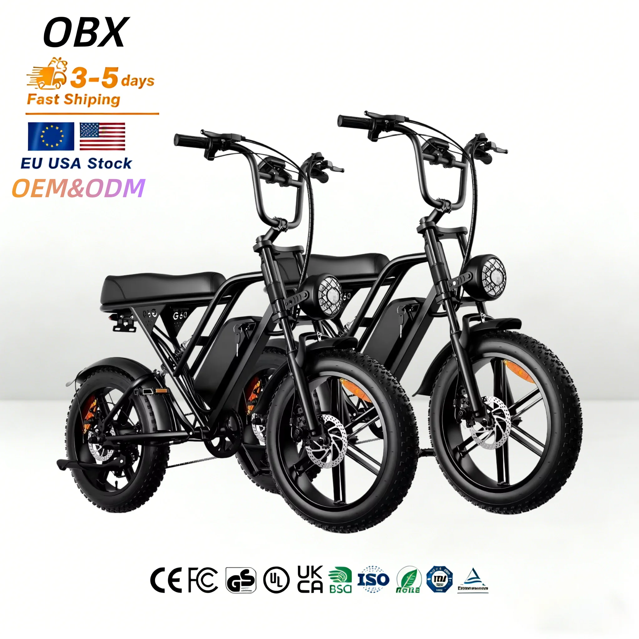 OBX G60 20inch Fat Tire Electric Mountain Bike 1500W Rear Hub Motor Lithium Battery High Speed