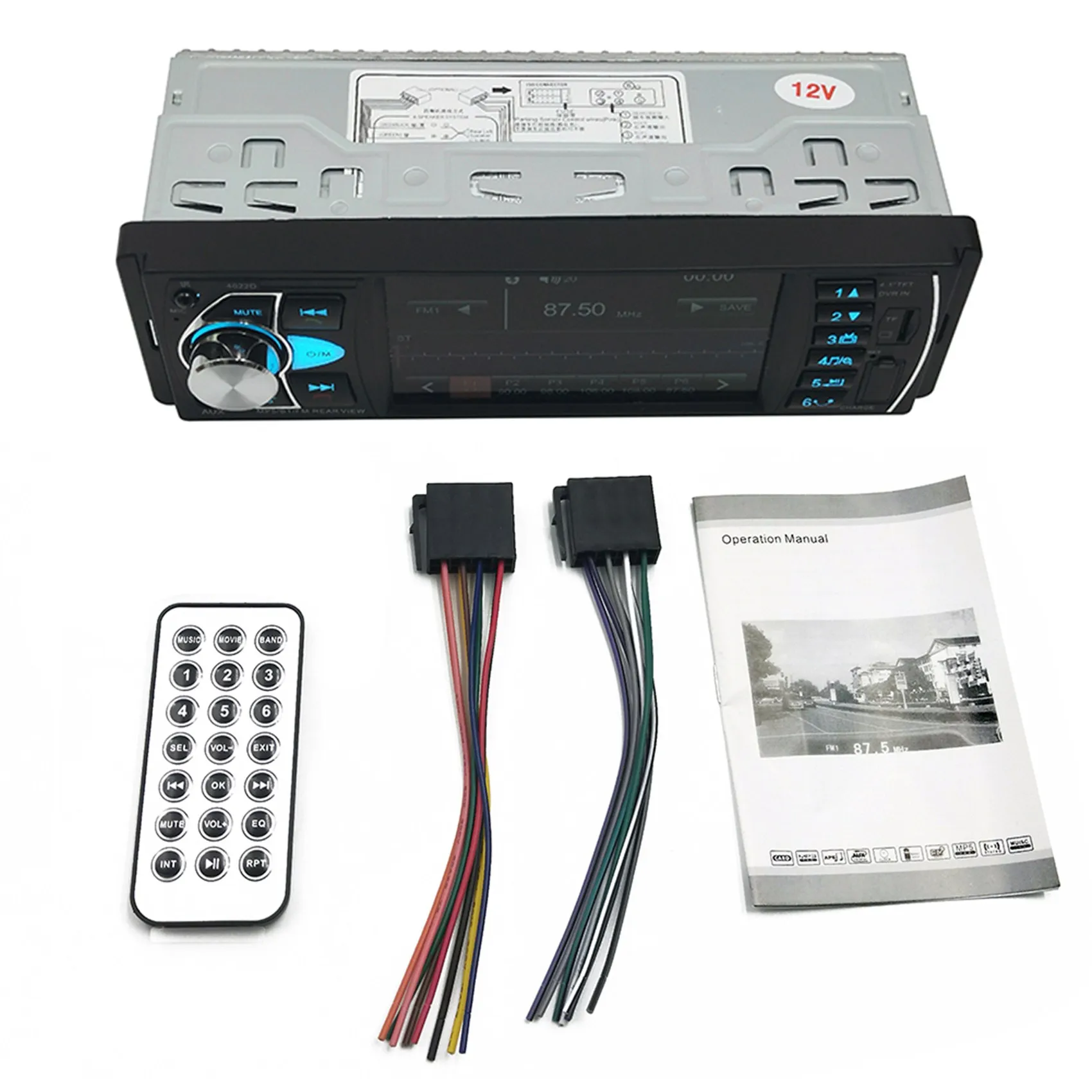 

4Inch Screen 1 DIN Car Stereo Audio Automotive Bluetooth with USB USB/SD/AUX Card Autoradio FM MP3 Player Type:ISO-4022D