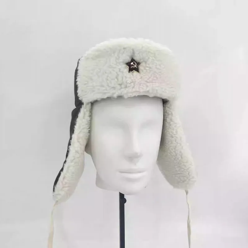 

Russian Federation Army Ushanka Winter Hat Ear Flaps Faux Fur