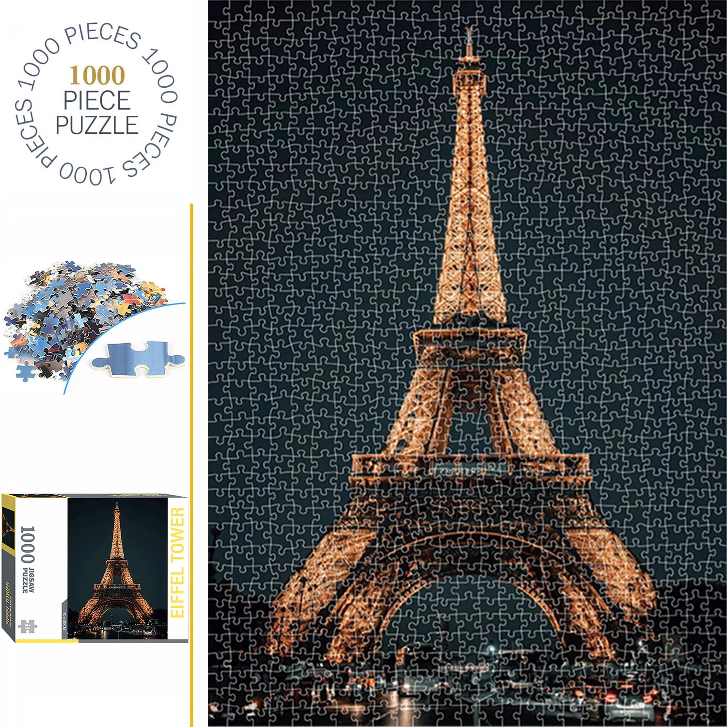 1000 Pieces Eiffel Tower Jigsaw Puzzles for Adults Home Decor Games Family Fun Floor Puzzles Educational Toys for Kids