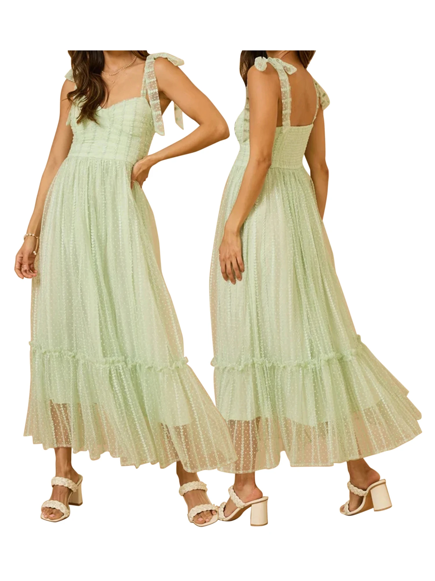 Elegant Floral Lace Sleeveless Dress with V-Neckline and Tie-Up Straps for Summer Wedding Party Beach Streetwear Cocktail
