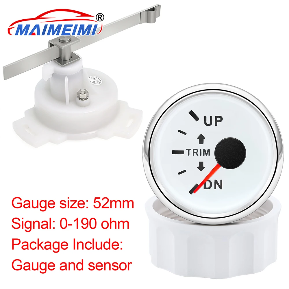 

52mm Marine Trim Tilt Indicator Meter UP-DN Right Side Trim Meter with Red Backlight for Inboard Outboard Engine