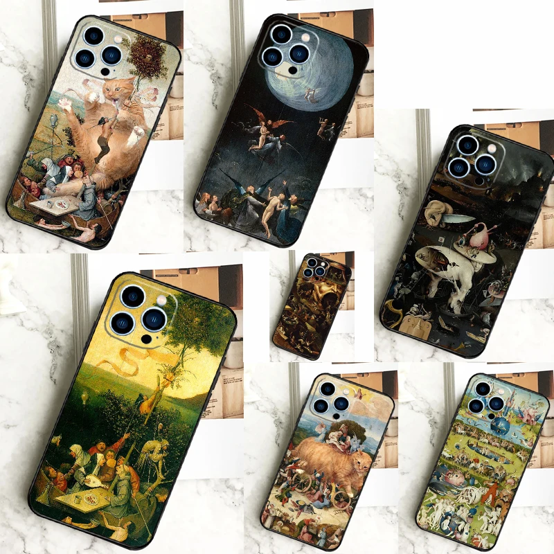 Hieronymus Bosch Kunst Malerei Handyhülle für iPhone 11 12 13 14 16 15 Pro Max Mini 7 8 Plus X XR XS Max Cover