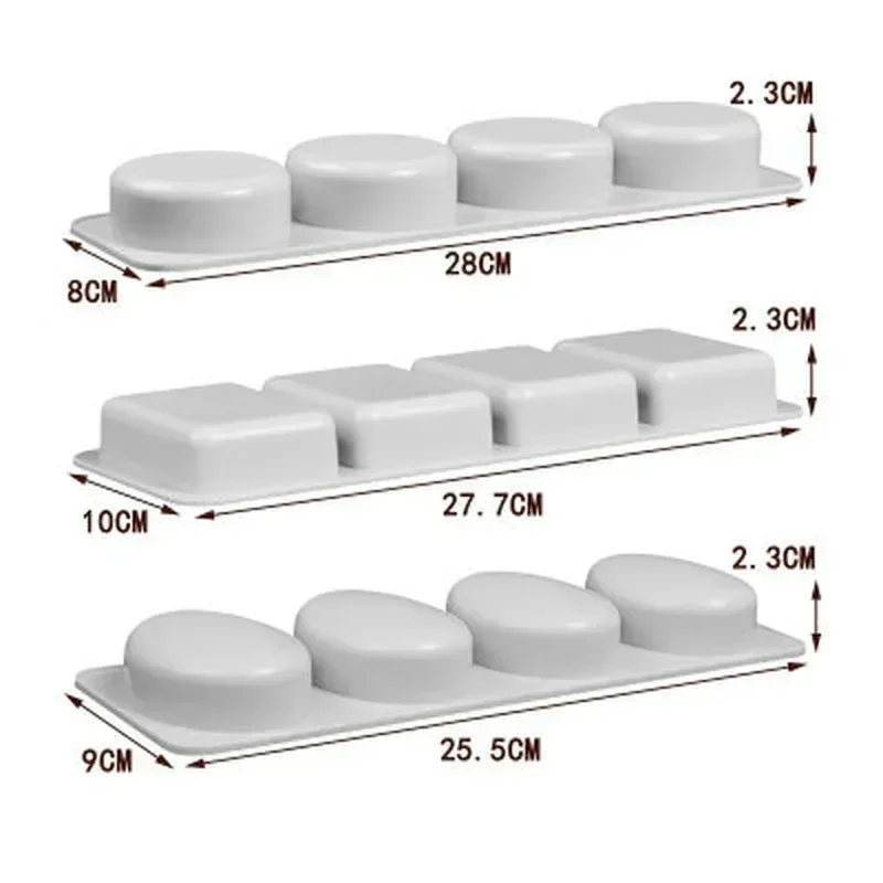 Neue minimalistische 3D-Silikon-Seifenformen, oval, rund, quadratisch, handgefertigte Formen für Schokolade, Kuchen, Küche, Backzubehör