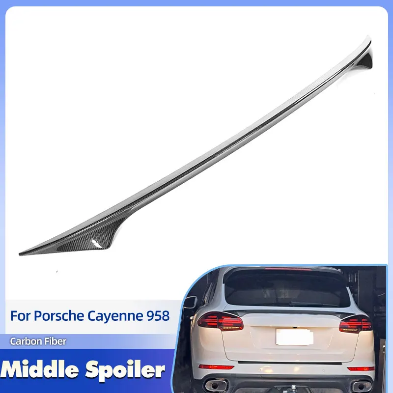 

Car Rear Trunk Middle Spoiler Wings Full Carbon Fiber for Porsche Cayenne 958 Turbo S Sport 2015-2017 Rear Spoiler Wing Lip FRP