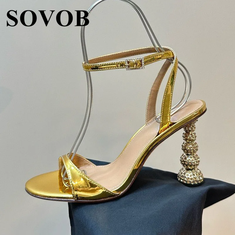 

New Summer Round Toe Strange Style High Heels Women's Simple Ankle Strap Elegant Open Toe Sandals Daily Party Banquet Shoes