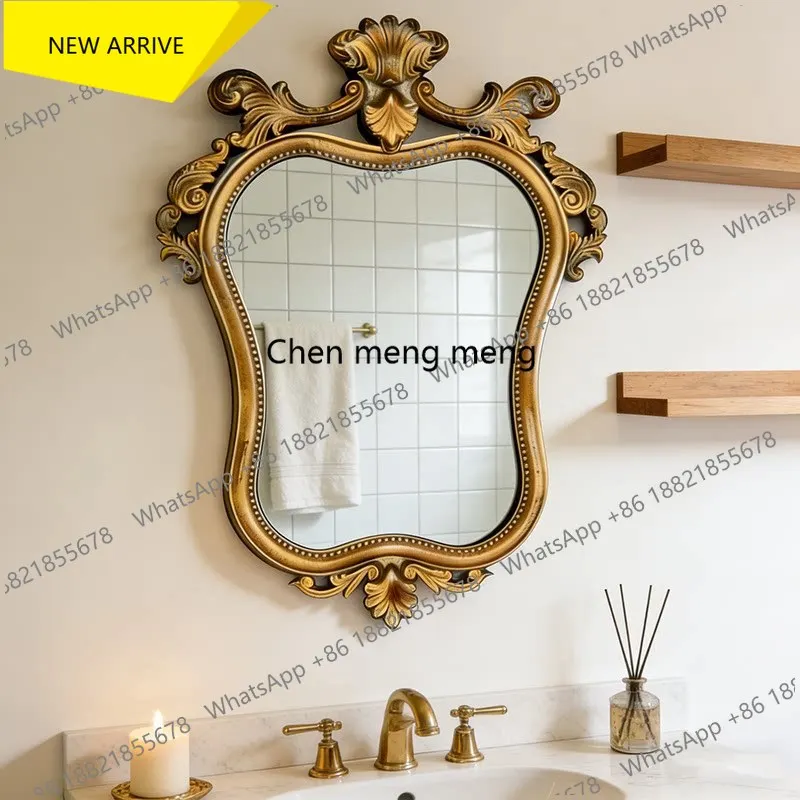 

z183 French retro bathroom wall-mounted bathroom mirror European porch decorative mirror American washstand