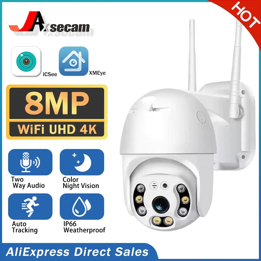 8MP PTZ WiFi Camera Singl Lens Auto Tracking Ai Human Detection CCTV Video Outdoor Surveillance Camera Security IP Cameras ICSee