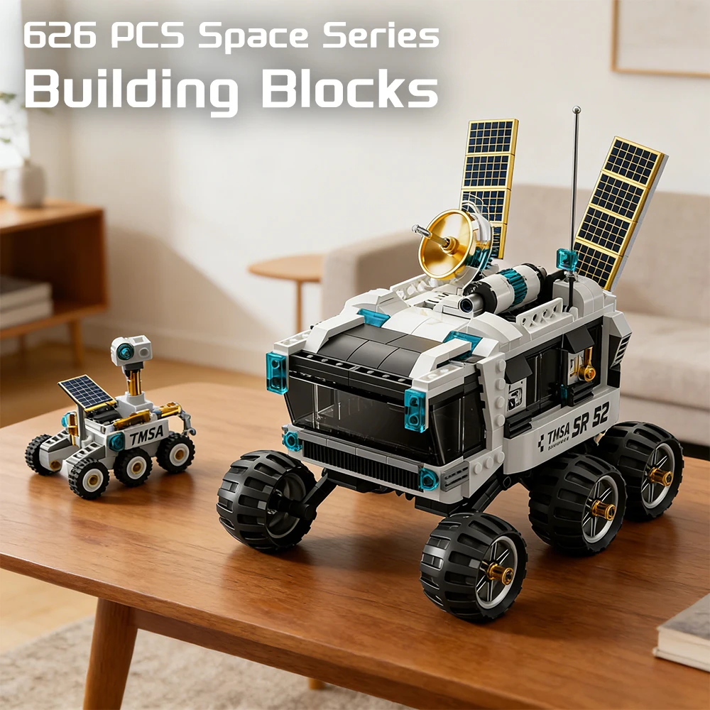 

Educational Space Series 626 PCS Building Blocks 2-in-1 Mini Explorer & Main Vehicle Bricks Set Kids MOC Space Rover Toys Gift