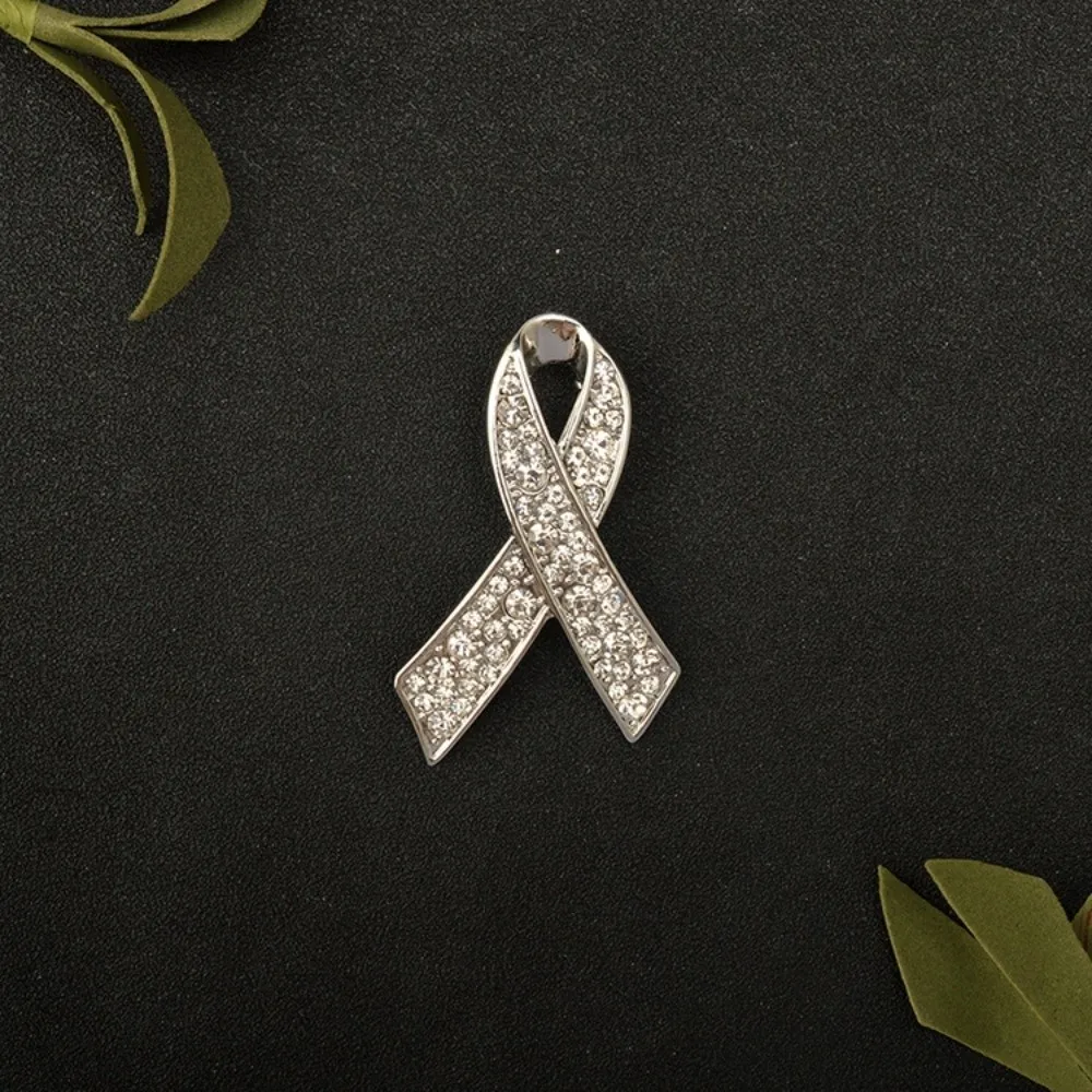 حجر الراين كريستال الشريط الأسود دبوس الميلانومى السرطان الجلد السرطان الجناث تذكارية دبوس خمر سرطان الثدي القوس الأسود بروش دبوس #5