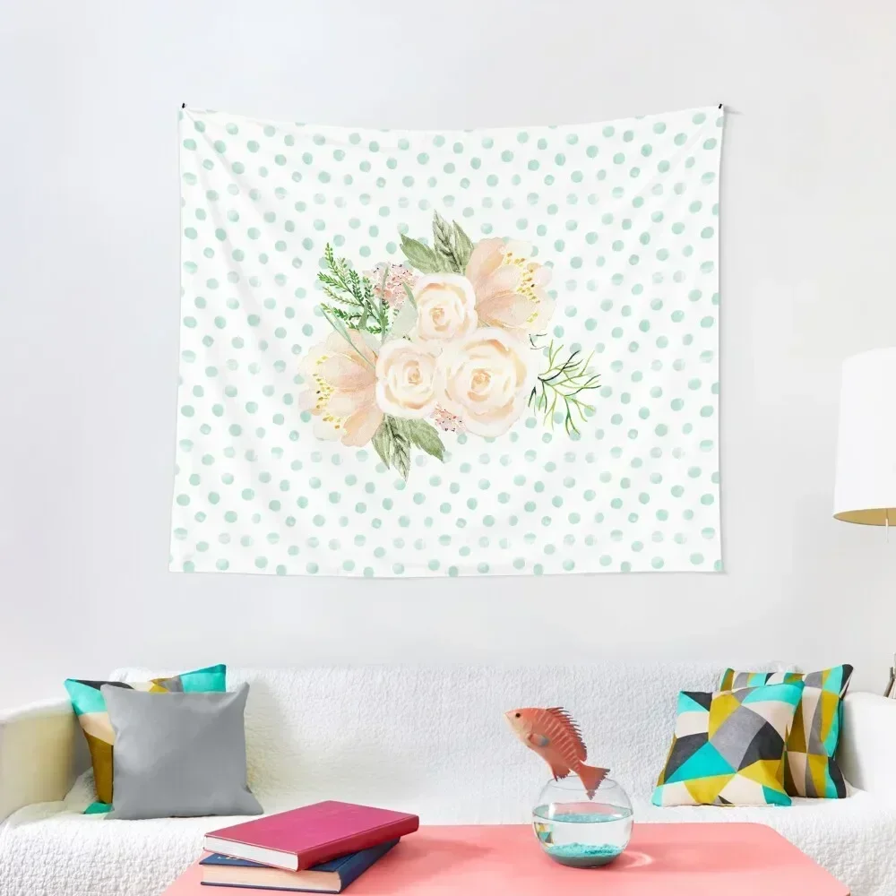 

Beige gold peach peonies watercolor bouquet Tapestry Bedroom Decorations Cute Room Decor Wall Hanging Decor Custom Tapestry