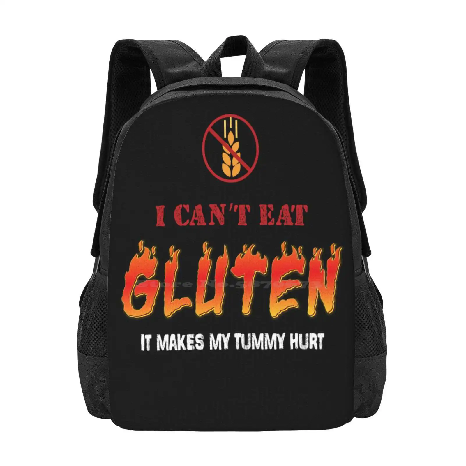 

I Cant Eat Gluten Hot Sale Schoolbag Backpack Fashion Bags Gluten Free Intolerance Intolerant Celiac Disease I Cant Eat Gluten