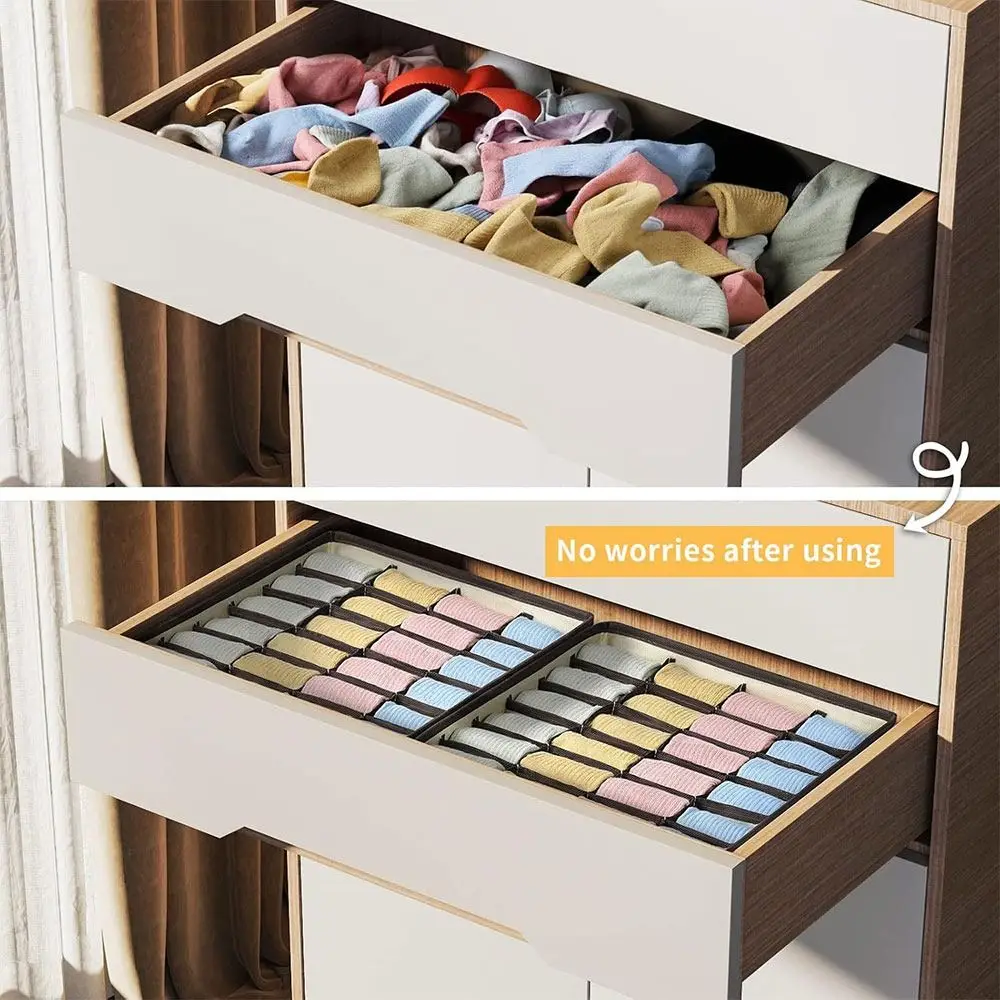 Organisateur de rangement pliable grande capacité pour vêtements, cravates et sous-vêtements, tiroirs multifonctionnels 24 compartiments