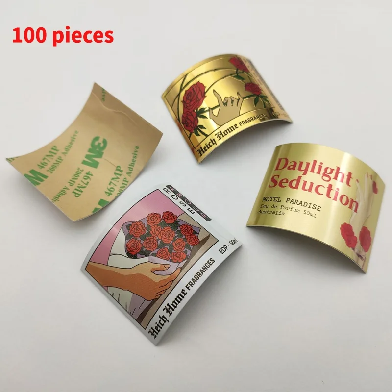 

10 0.Zhang.Custom.Metal Perfume Package China factory Custom Waterproof Luxury Metal Fragrance Liquor Perfume Bottle Sticker Lab