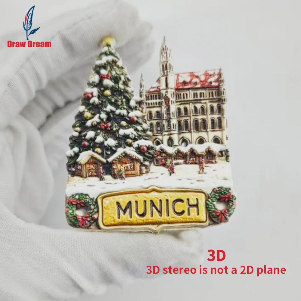 1Pc Munich Refrigerator Magnet World Travel Souvenir Collection Suitable for Home and Office Decoration, Personalized Exclusive Travel Souvenir Magnetic Refrigerator Magnet, Home Decoration, Kitchen, Room, Office, Cabinet Crafts Gift, Holiday Souvenir, Exquisite Small Gift