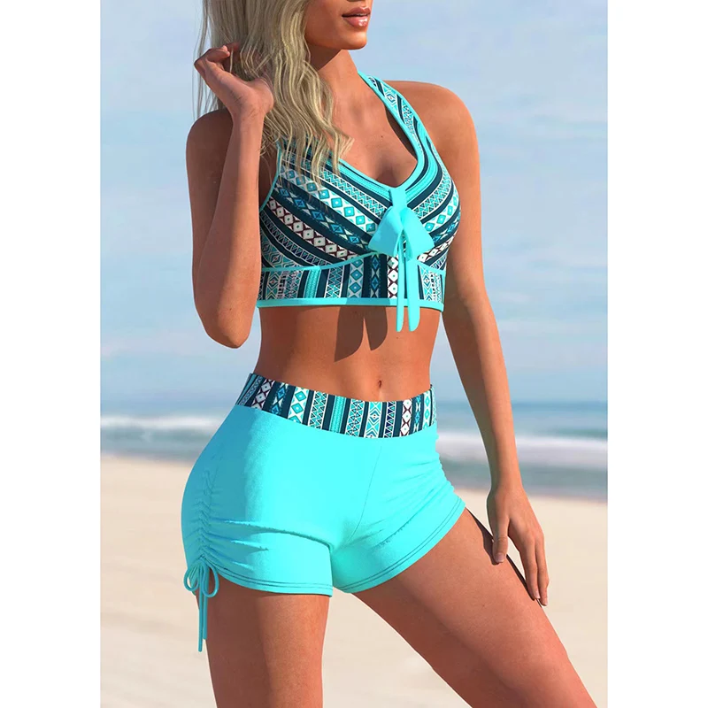 Push Up Bikinis New Halter strój kąpielowy kobiety wysoki stan strój kąpielowy damski kąpielowy kąpielowy kąpielowy kąpiący się stroje plażowe