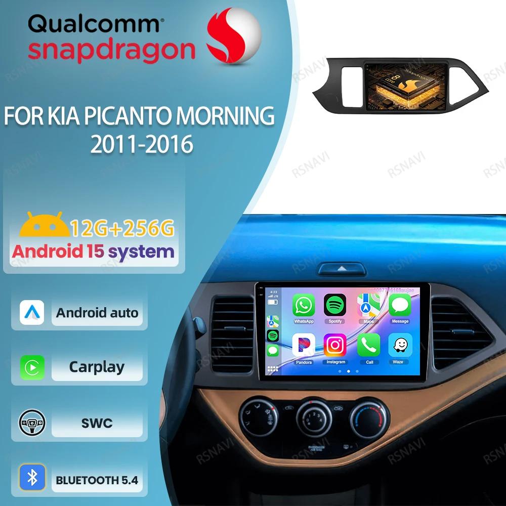

Car Radio Android 15 For KIA PICANTO Morning 2011-2016 QLED Multimedia Qualcomm Navigation BT 4G LTE Head Unit DVD Viedo Player