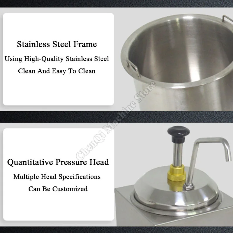 Dispensador eléctrico de máquina de queso de 2,5l, bomba de salsa cuadrada de acero inoxidable de un solo cabezal, distribución de calefacción de aislamiento de queso