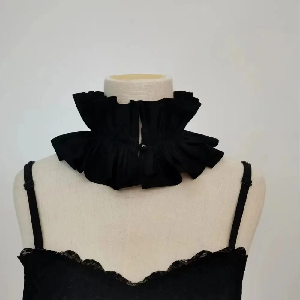 

Detachable Fake Collar Solid Color Cotton Decorative Collar Ruffled Neck Lace Black White Stand Up Collar Women's Fashion