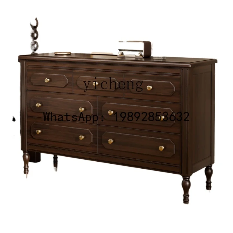 

GZ Solid Wood Bed Tail Bedroom Locker Living Room Wall Storage Mid-Ancient Simple Drawer Cabinet
