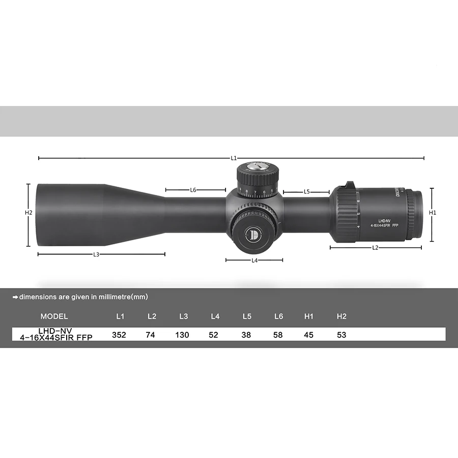 New Discovery Rifle LHD-NV 4-16X44SFIR FFP Illuminated Shockproof Side Focus with High Definition Bright Glass