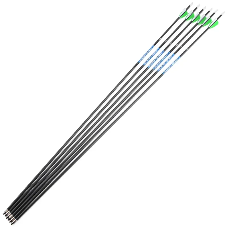 

6/12pcs Archery Pure Carbon Arrow ID4.2mm SP800 Rubber Vanes Recurve Compound Bow Shooting Accessories