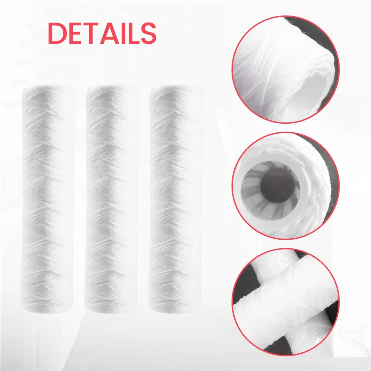 [Promotions]3Pcs Water Purifier 10 Inch String Wound Filter Cartridge 5 Micrometre PP Cotton Filter Sedmient Filter