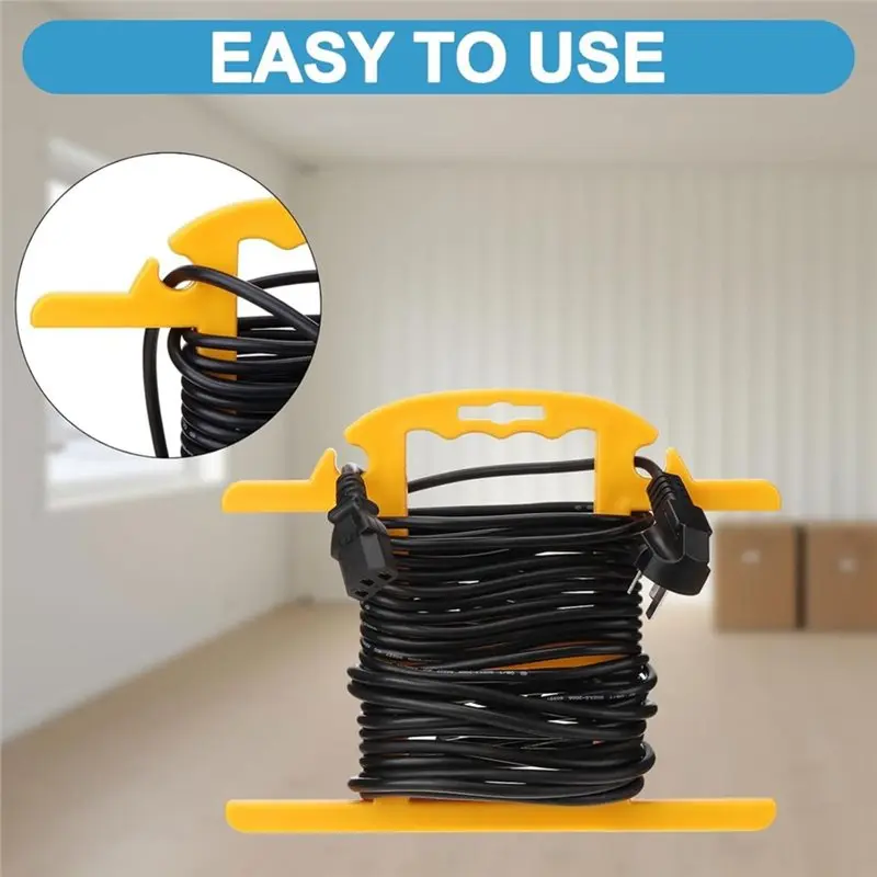 SHGO-Heavy Duty 4Pcs Extension Cord Reel 100Ft Cord Organizer Storage H-Shape Wrap-Holds Holder Spool Cord Winder