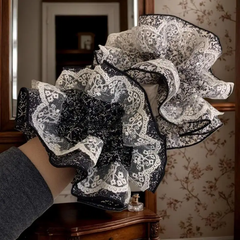 

Women Large Scrunchies Vintage Flowers Hair Bands Ponytail Holder Tie Hair Hoop Scrunchy Rubber Band Women Hair Accessories