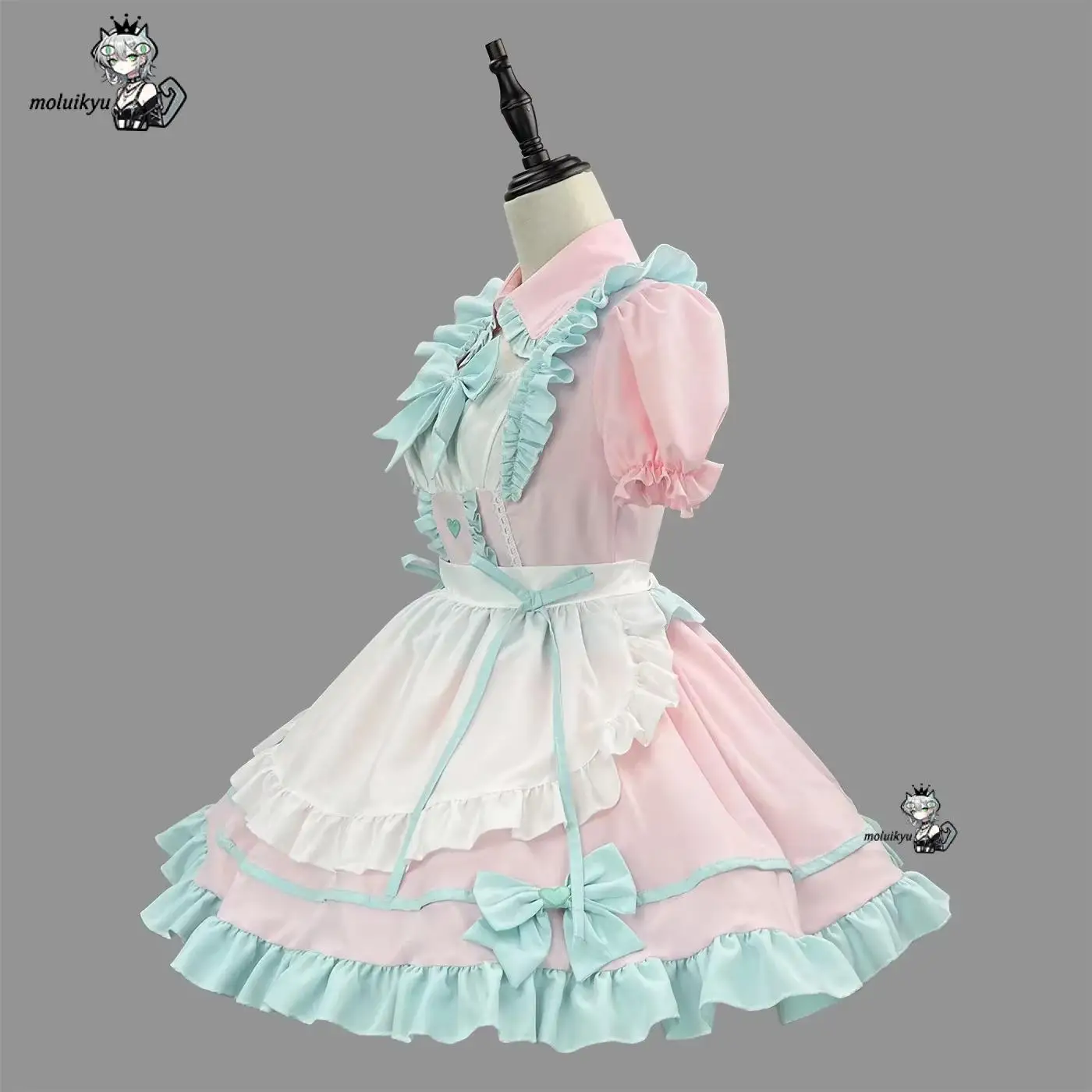 Cute S-5Xl Black Pink Lolita Sexy Cat Maid Outfit Apron Dress Bell Choker Anime Cosplay Costume Women Coffee Waitress Uniform view 3