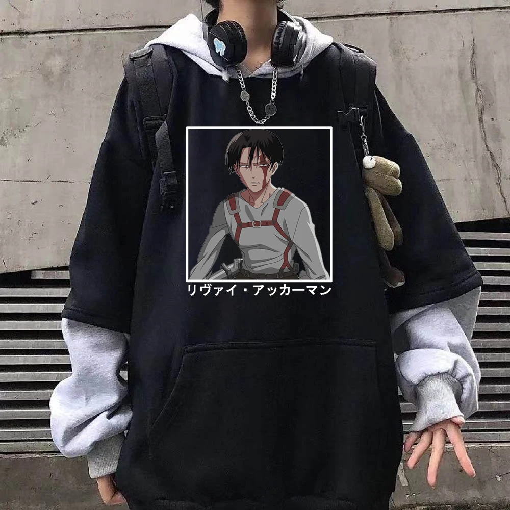 Attack On Titan Anime Patchwork Plus Size Hoodie Yeager Eren And Ackerman Mikasa Print Hooded Men Women Clothes Sweatshirt Tops