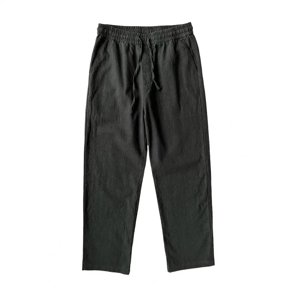 Pantalon de Survêtement en Lin à vaccage Rapide pour Homme, Poches Latérales, Solide, Jambes Larges